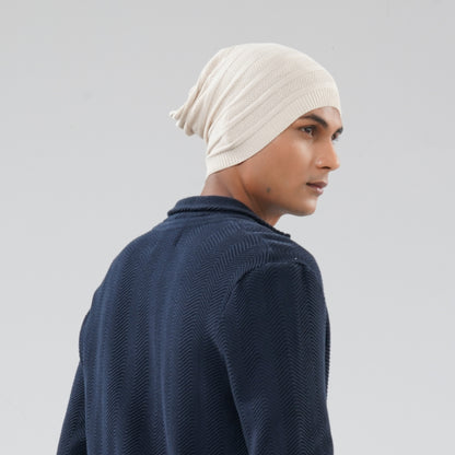 Mens Light Beige Sweater Cap