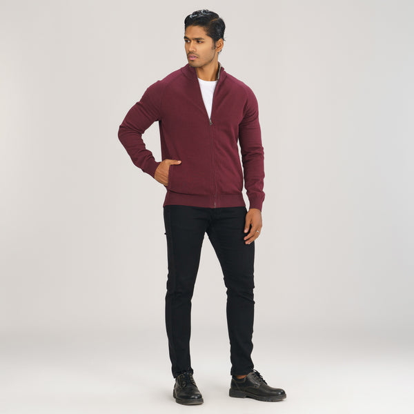 Mens Maroon Cardigan