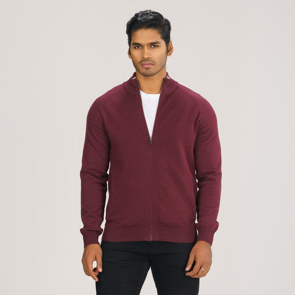 Mens Maroon Cardigan