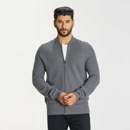 Mens Dark Grey Sweater Cardigan