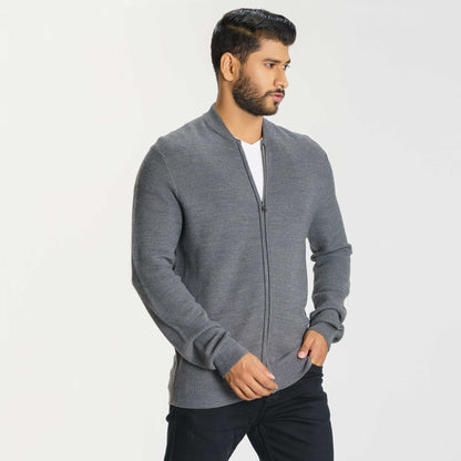 Mens Dark Grey Sweater Cardigan