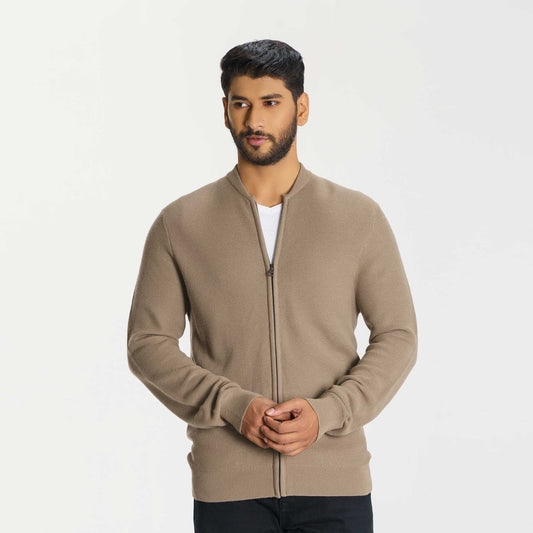 Mens Beige Sweater Cardigan