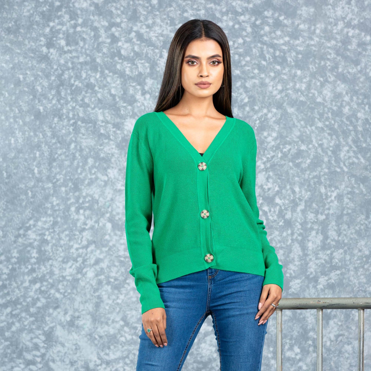 Women Green Cardigan