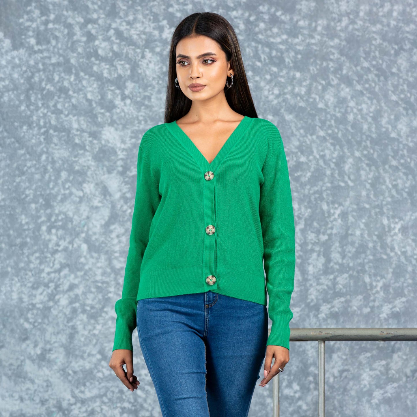 Women Green Cardigan