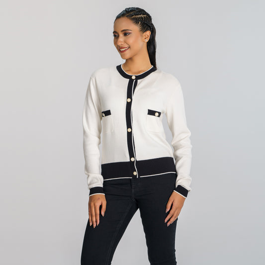 Womens Black/White Cardigan