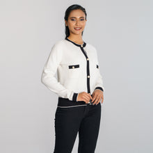 Load image into Gallery viewer, LADIES CARDIGAN-WHITE/BLACK
