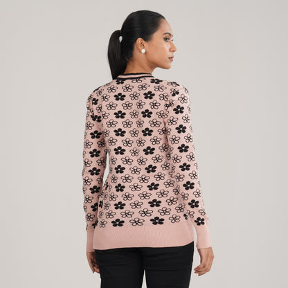 Womens Black & Pink Cardigan