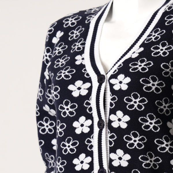 Womens Navy & White Cardigan