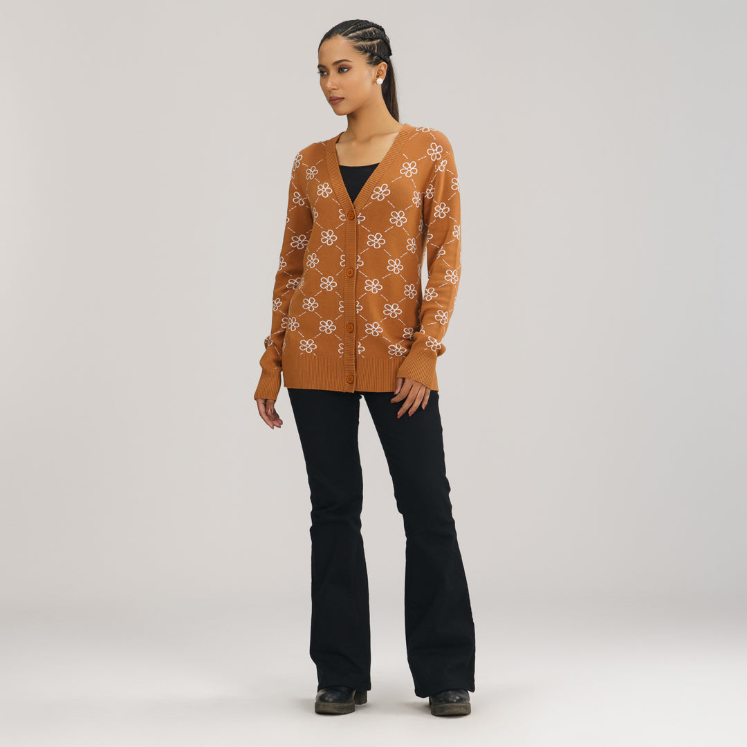 Womens Brown Cardigan