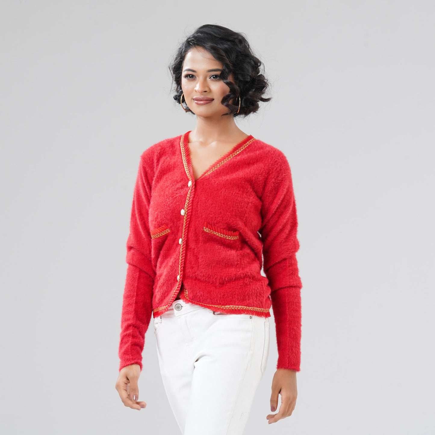 Womens Red Cardigan