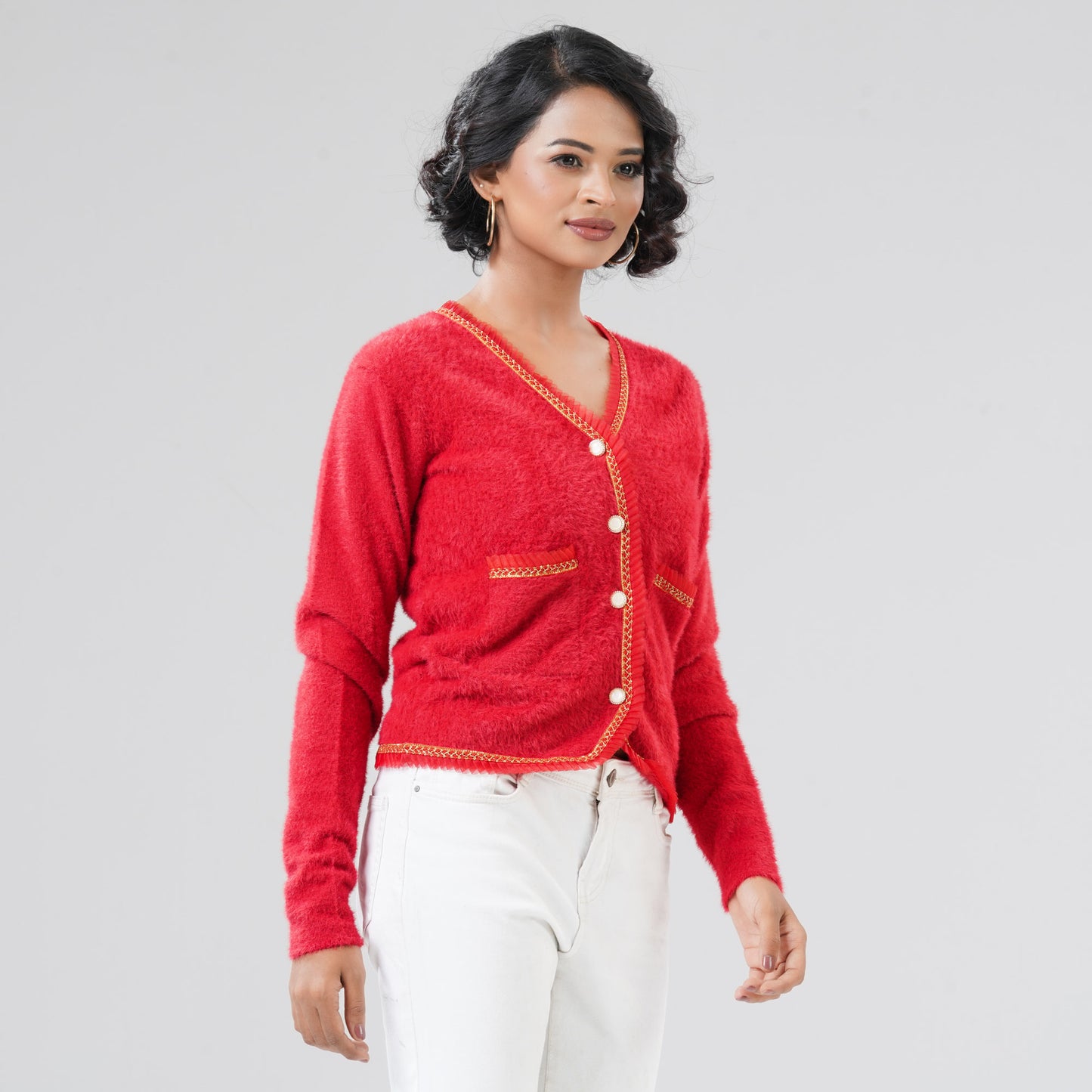Womens Red Cardigan