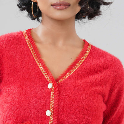 Womens Red Cardigan