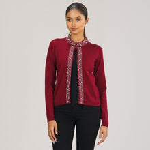 Load image into Gallery viewer, Womens Maroon Cardigan Sweater
