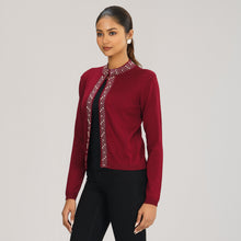 Load image into Gallery viewer, Womens Maroon Cardigan Sweater
