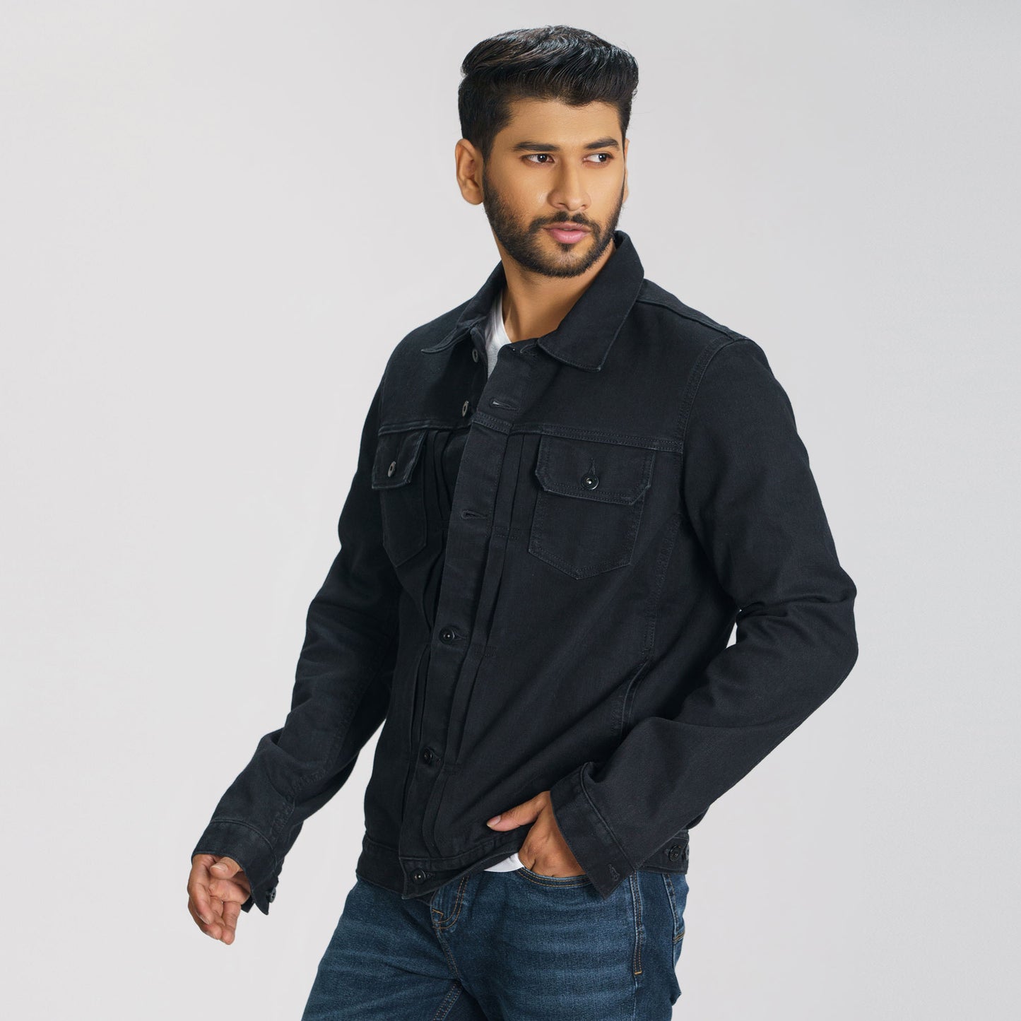 Mens Black Denim Jacket