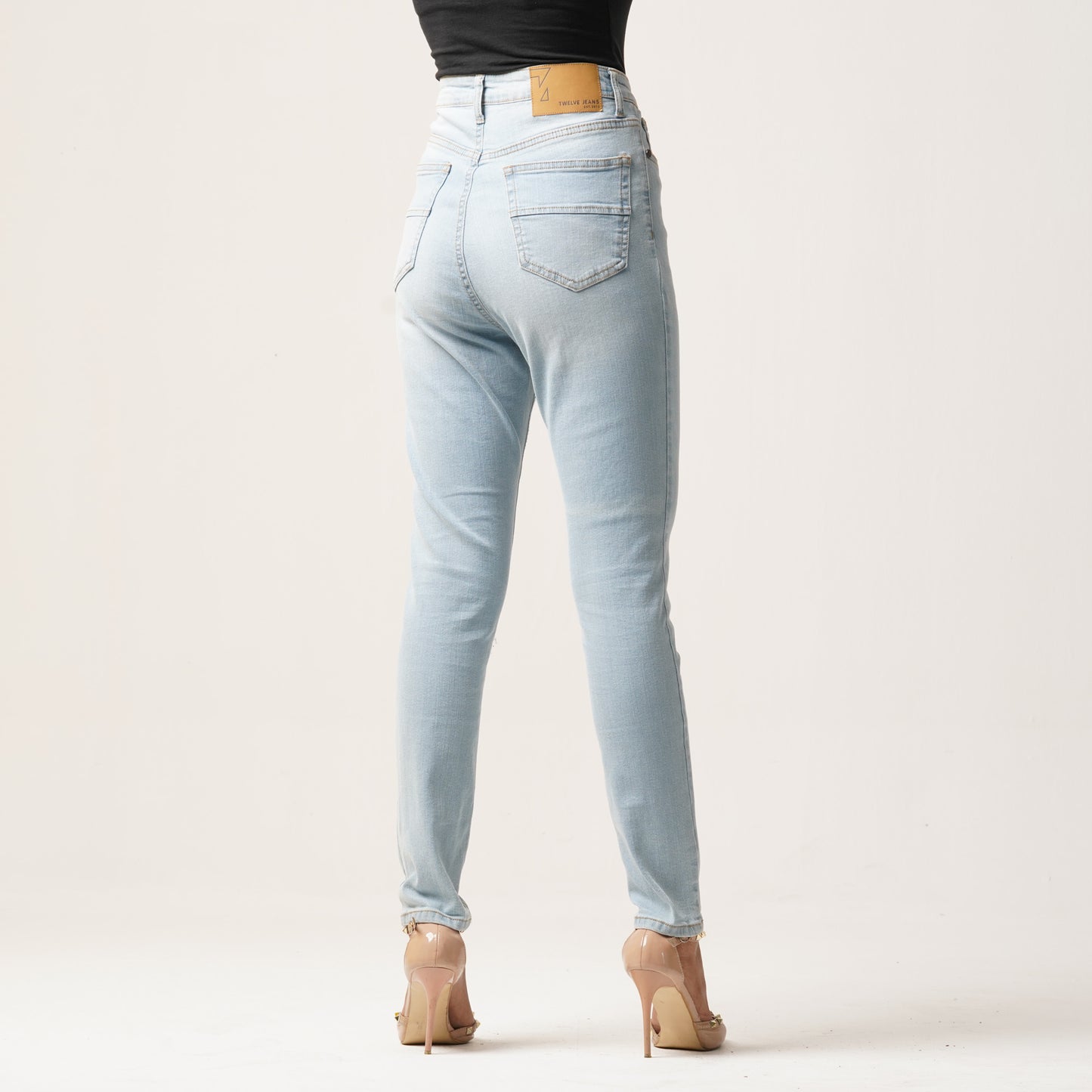 Womens Denim Long Pant-Light Blue