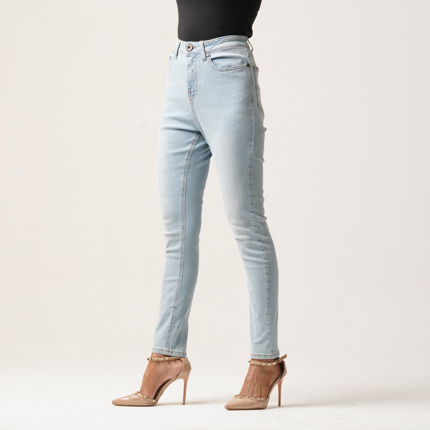 Womens Denim Long Pant-Light Blue