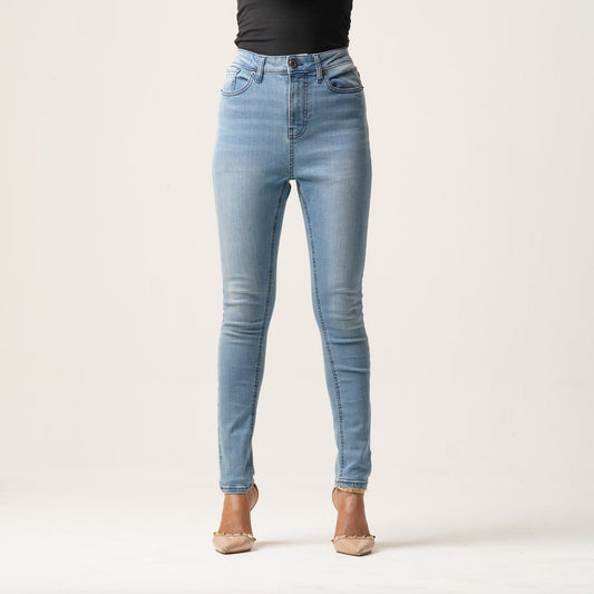 Womens Denim Long Pant-Dark Blue