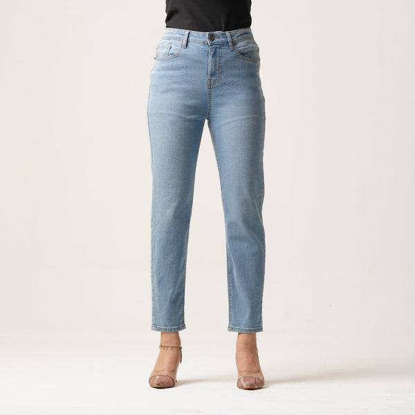 LADIES DENIM LONG PANT-BLUE