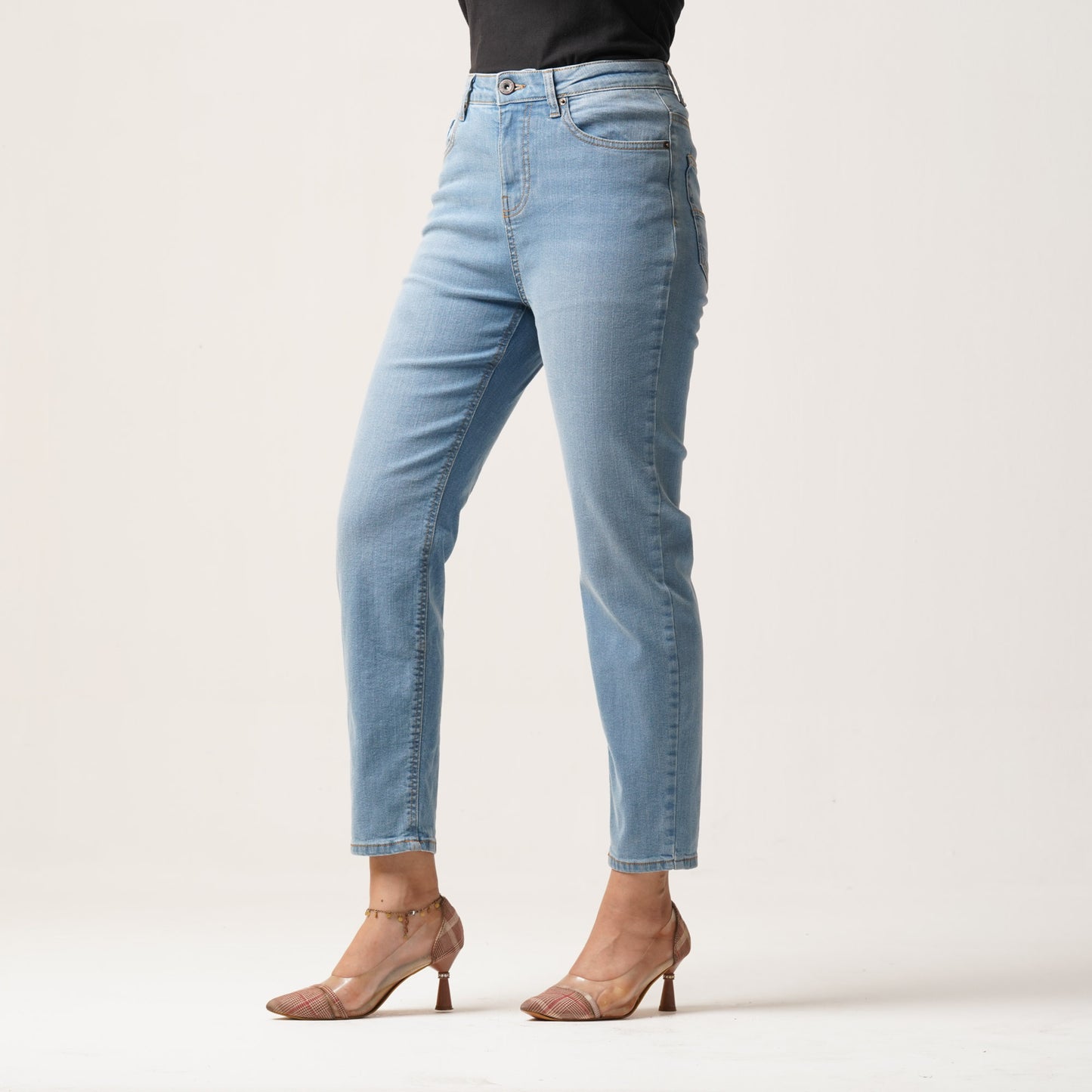 Womens Denim Long Pant-Blue