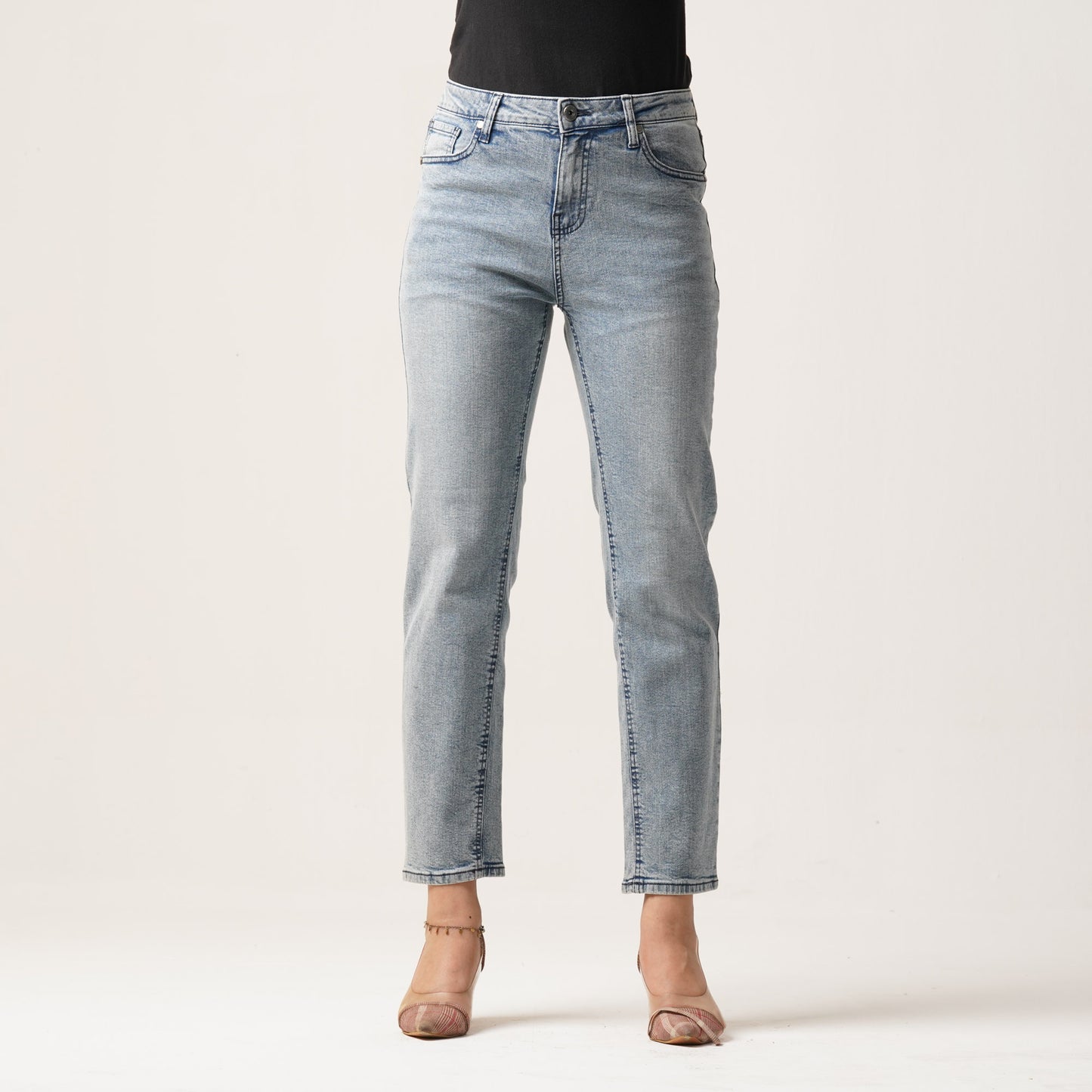 Womens Denim Long Pant-Light Blue