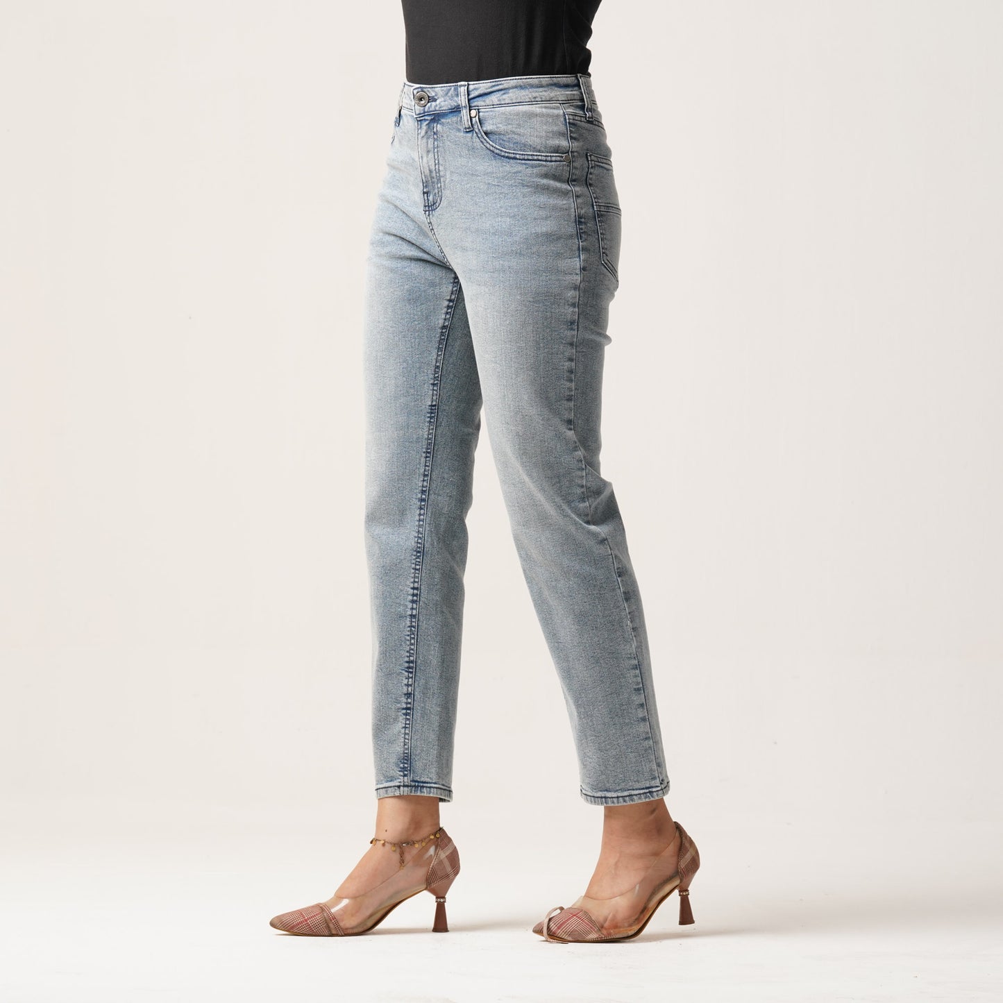 Womens Denim Long Pant-Light Blue