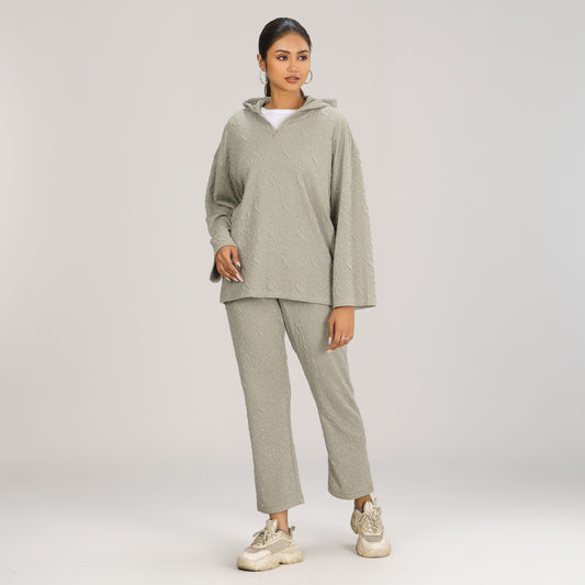 Women Light Olive Hoodie Joggers Set
