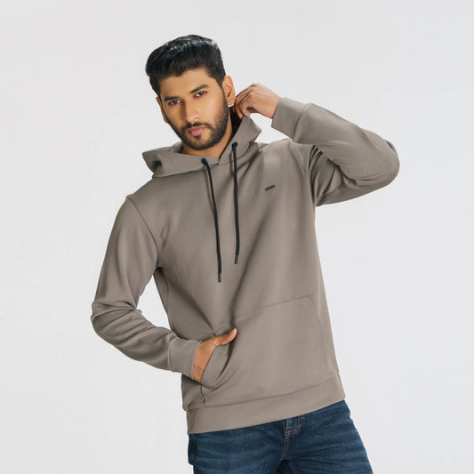 Mens Grey Jacquard Hoodie