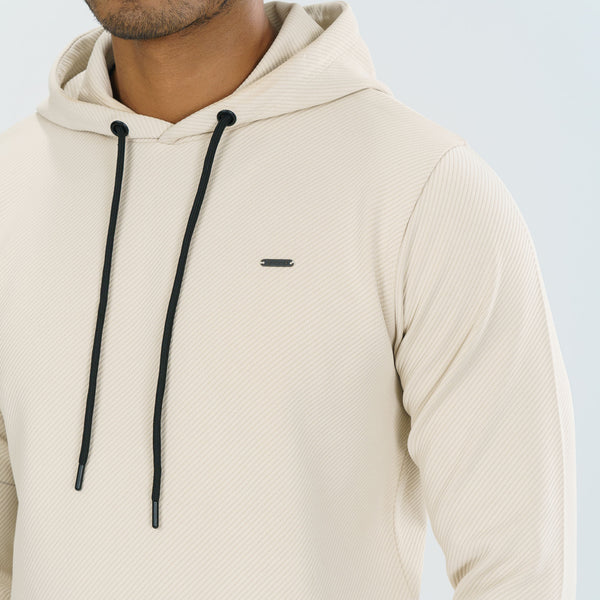 Men's Beige Jacquard Hoodie