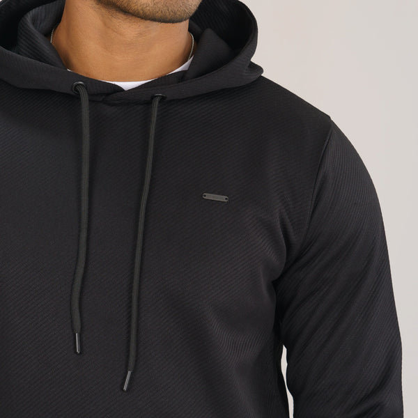 Mens Black Jacquard Hoodie