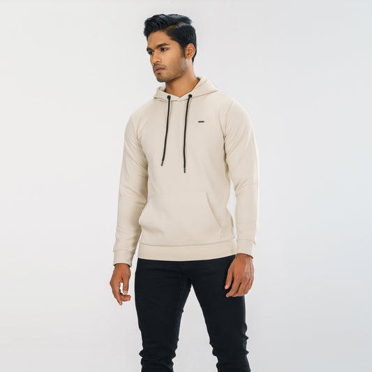 Mens Beige Jacquard Hoodie
