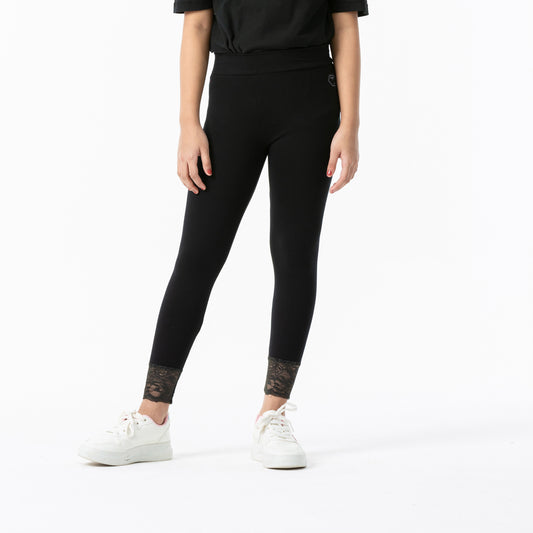 Girls Black Slim-Fit Leggings