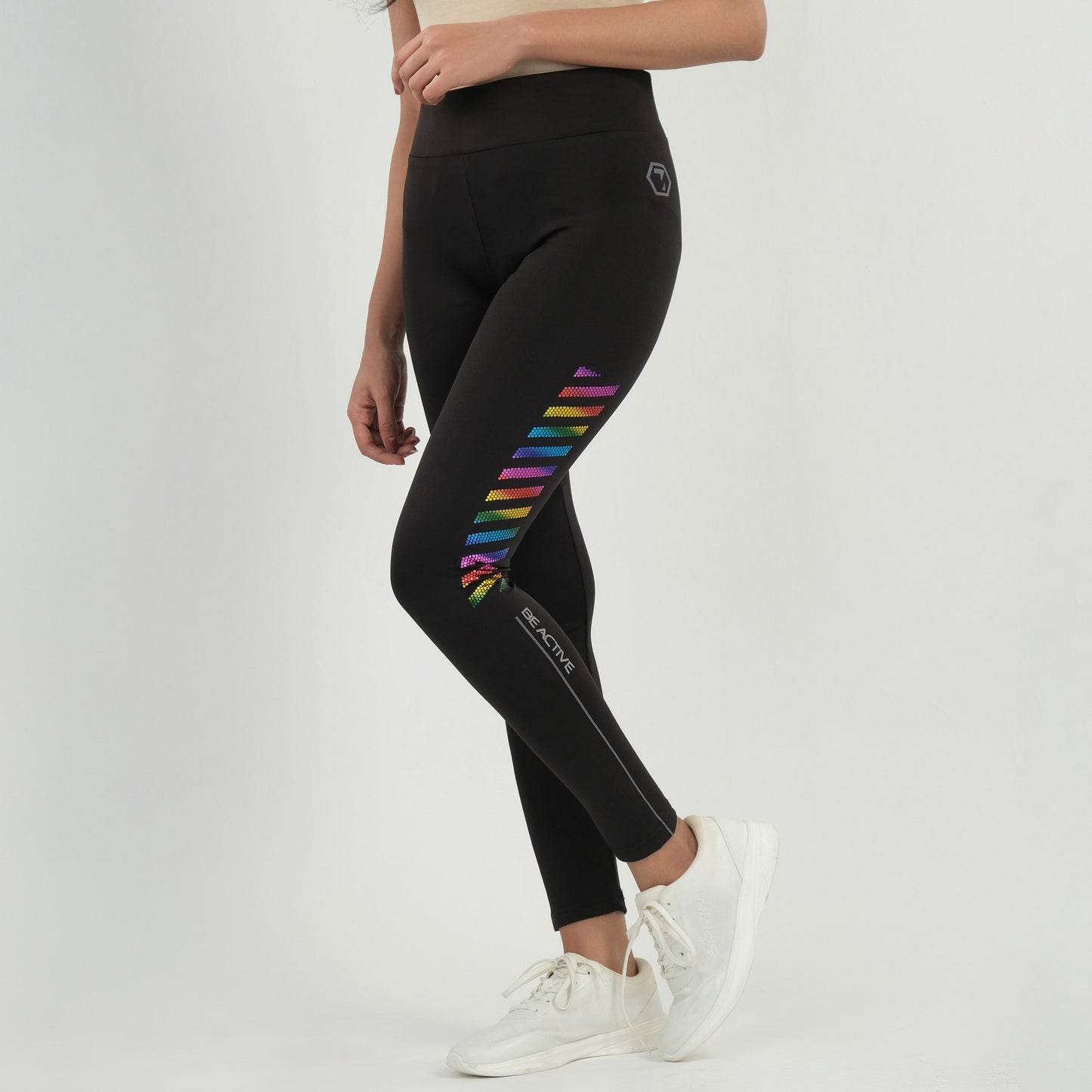 Womens Black Printed Leggings