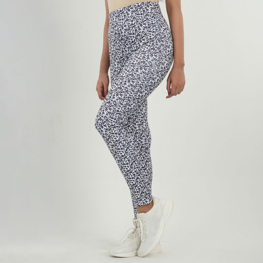 Womens White Printed Leggings