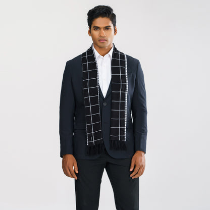 Mens Black & White Muffler