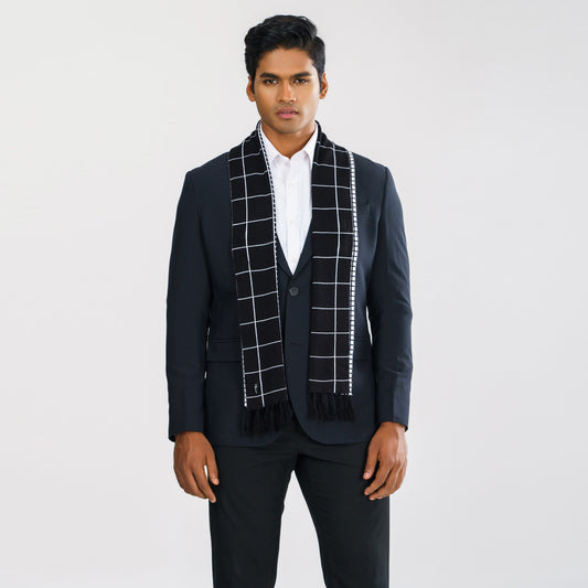 Mens Black & White Muffler