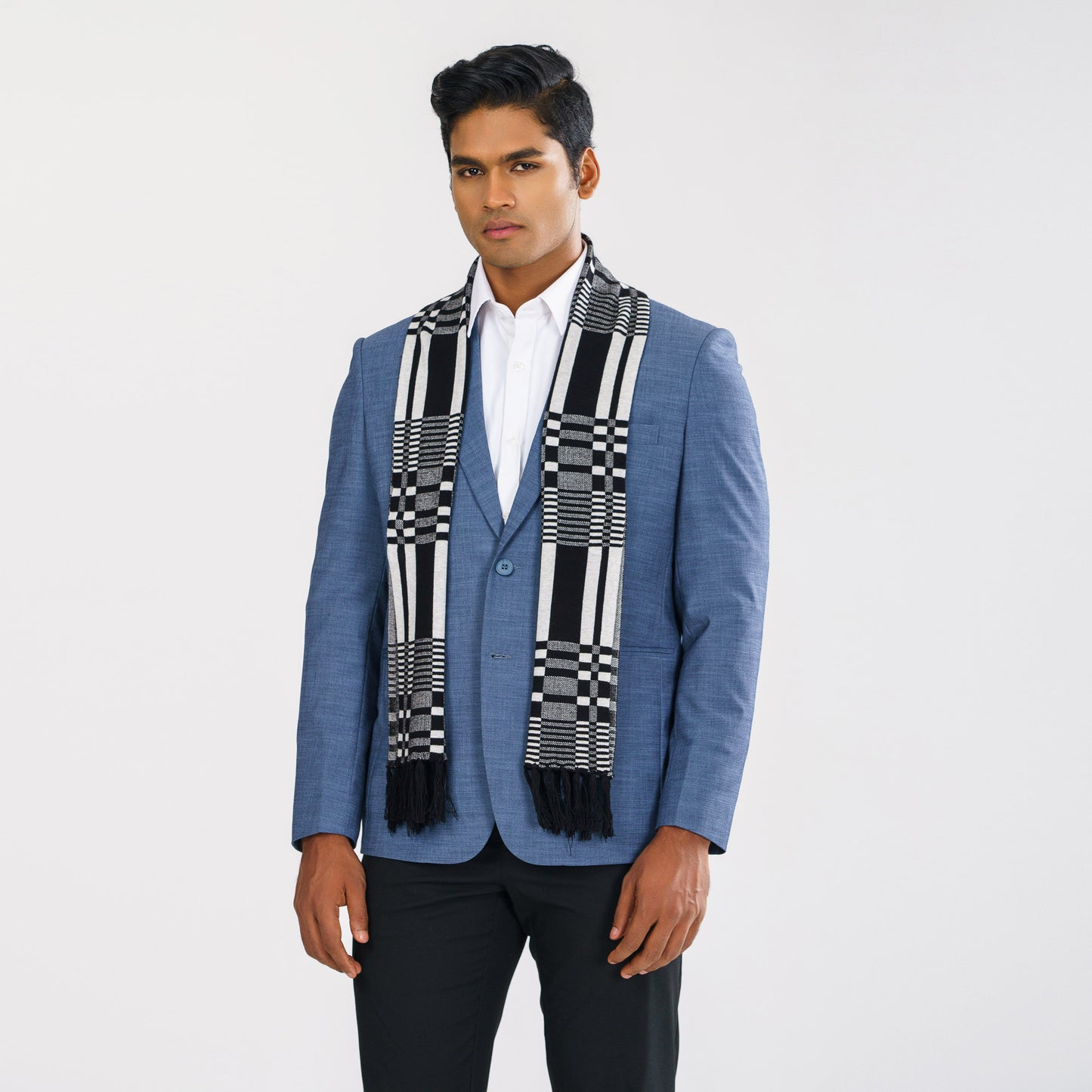 Mens Grey & Black Muffler