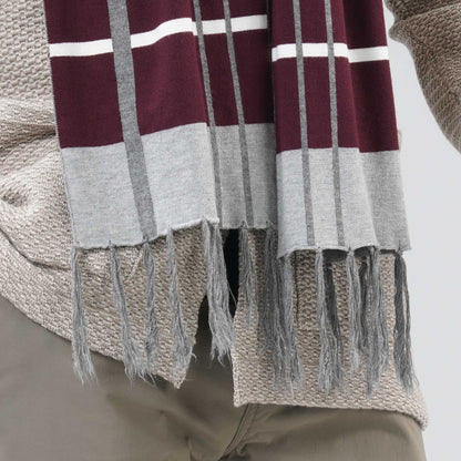 Mens Grey & Maroon Muffler