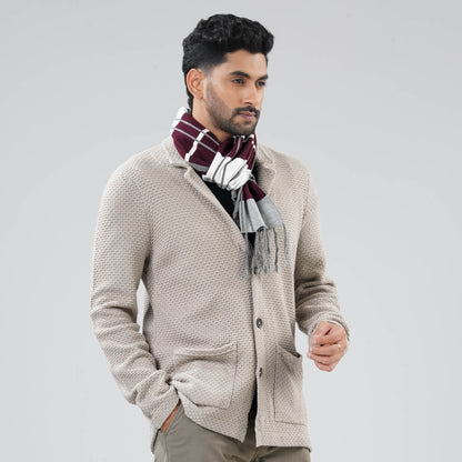 Mens Grey & Maroon Muffler