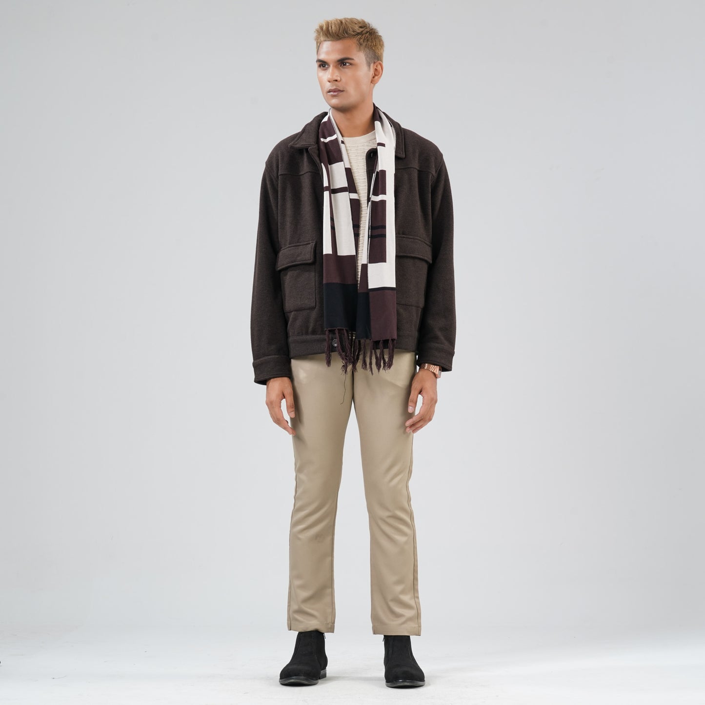 Men's Beige & Brown Muffler