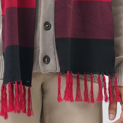 Men's Black & Maroon Muffler