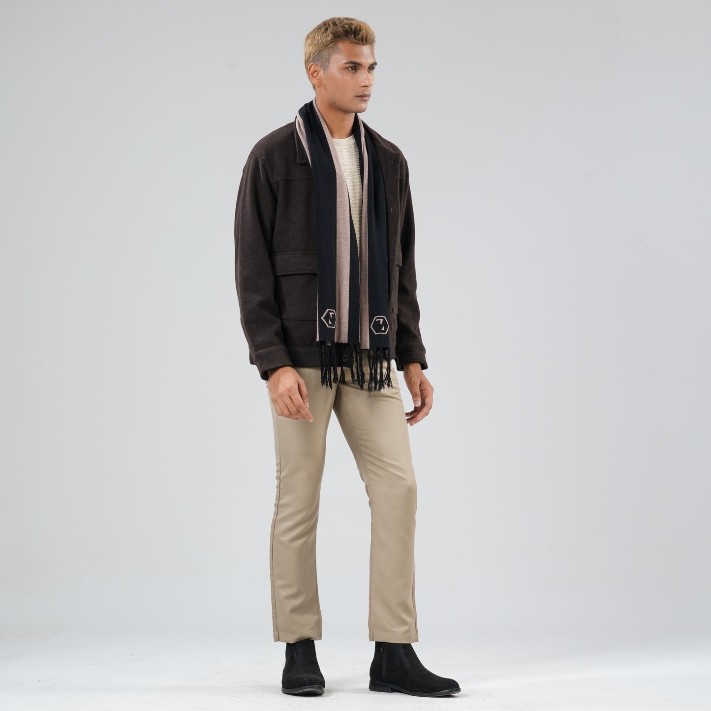 Mens Black & Beige Muffler