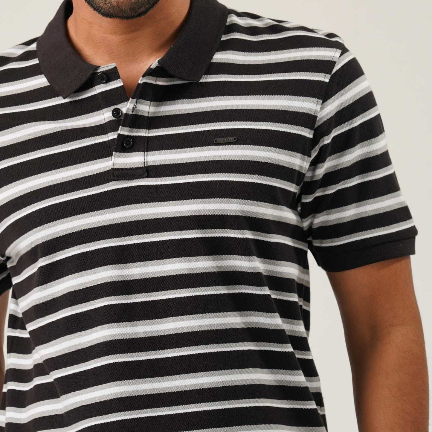 Mens Black & White Polo