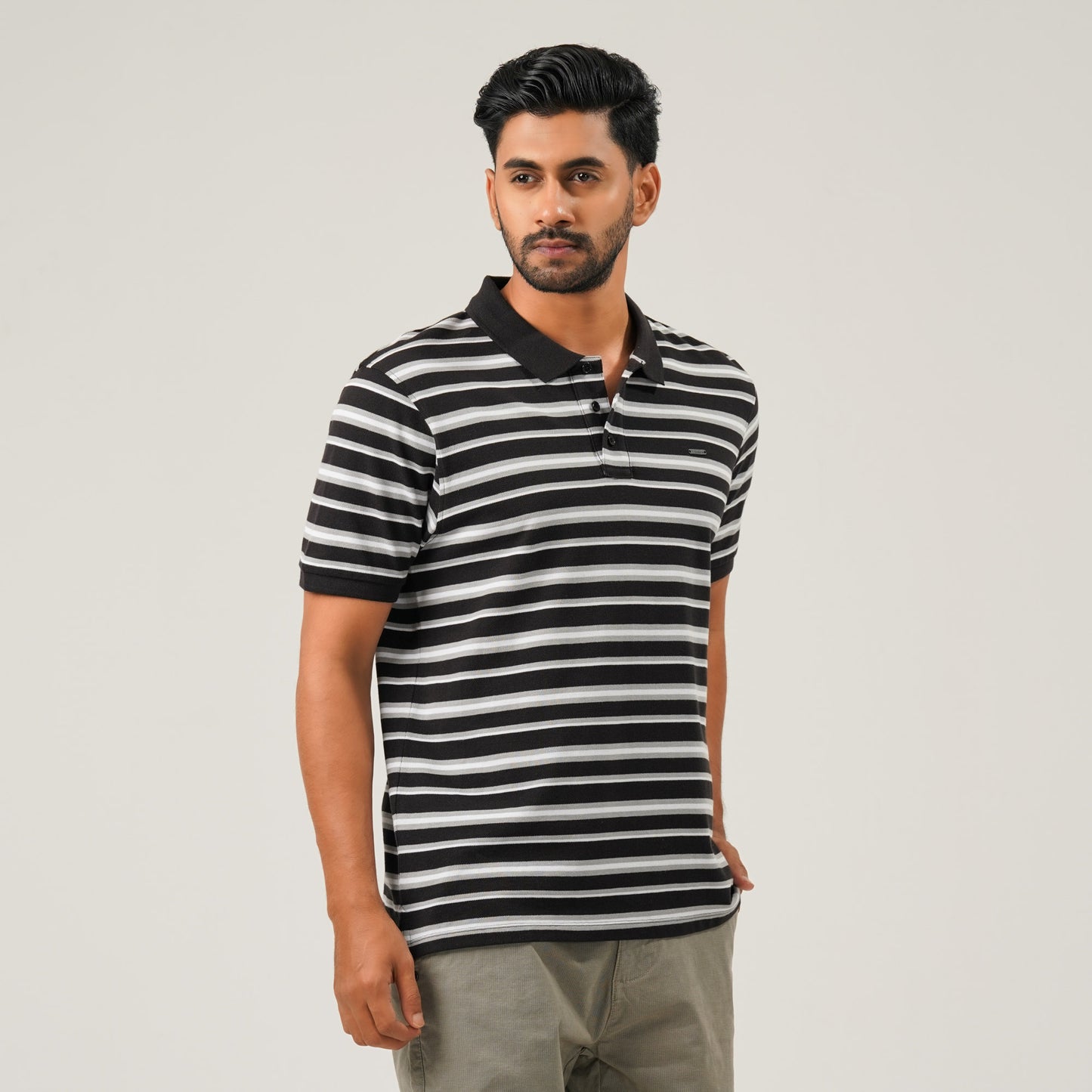 Mens Black & White Polo
