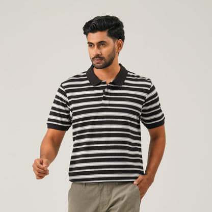 Mens Black & White Polo