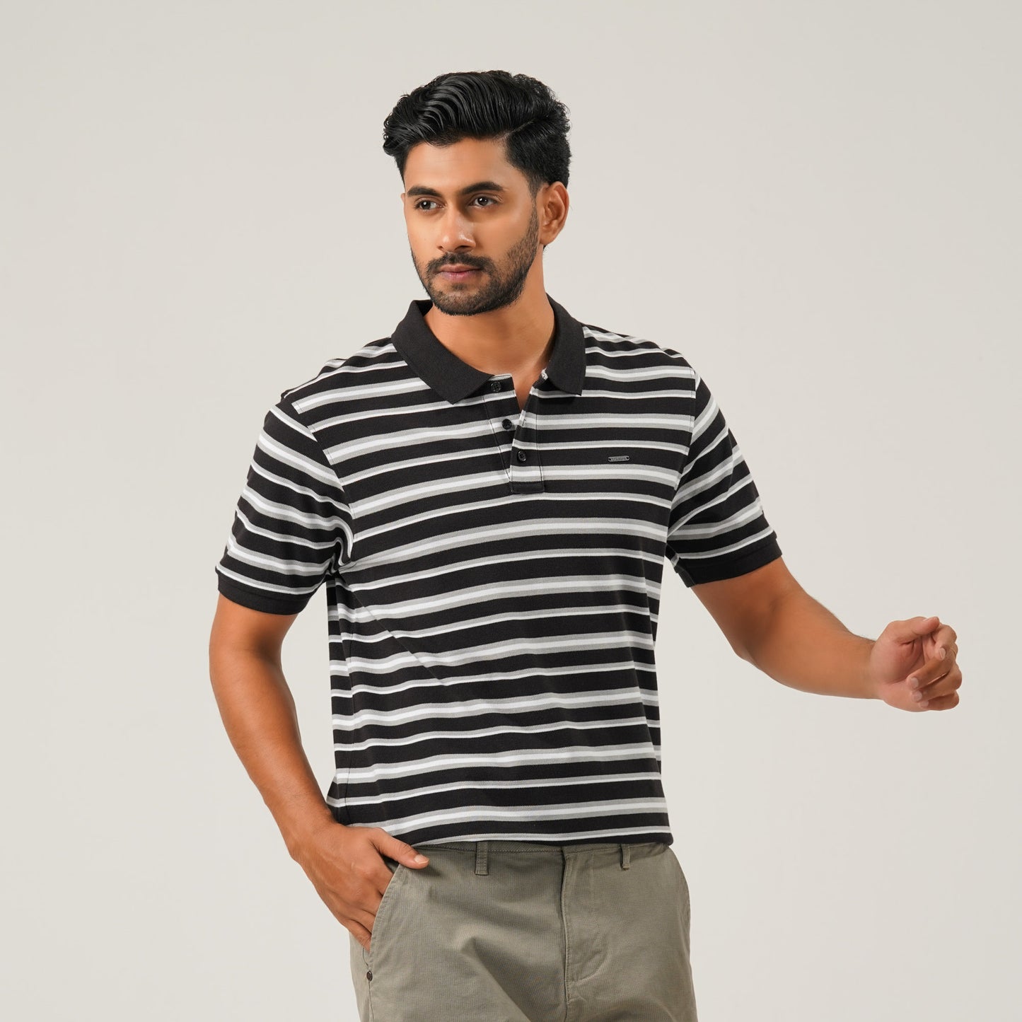 Mens Black & White Polo