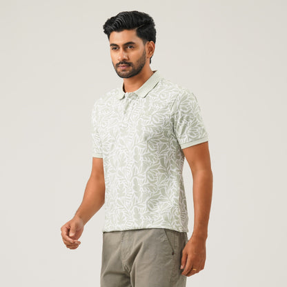 Men Light Blue Cotton Polo