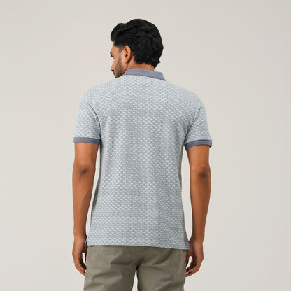 Men Light Blue Cotton Polo
