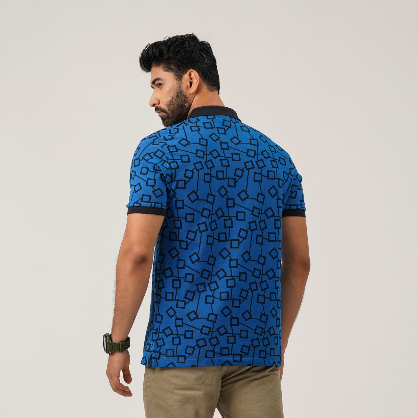 Men Blue Cotton Polo