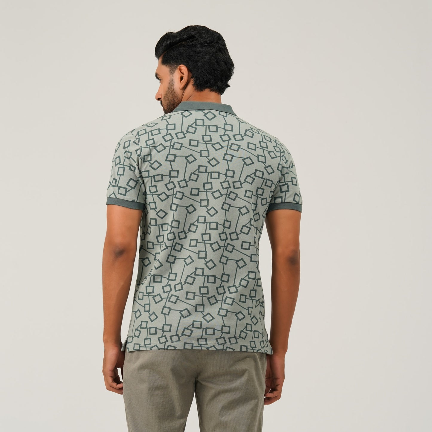 Men Light Green Cotton Polo